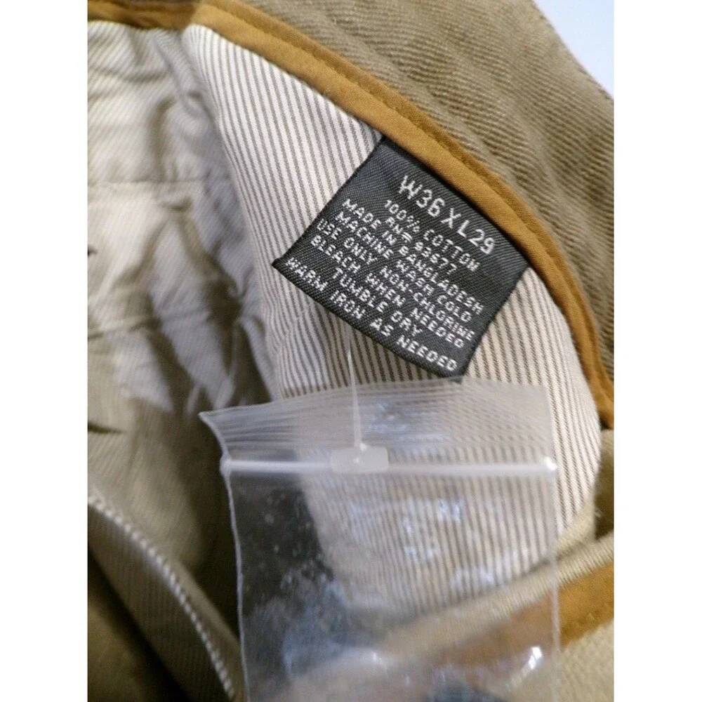 Perry Ellis Men's Chino Pants Beige Flat Front W36 L29 100% Cotton